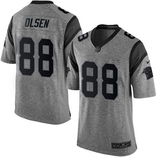 Nike Panthers #88 Greg Olsen Gray Men's Stitched NFL Limited Gridiron Gray Jersey - Click Image to Close